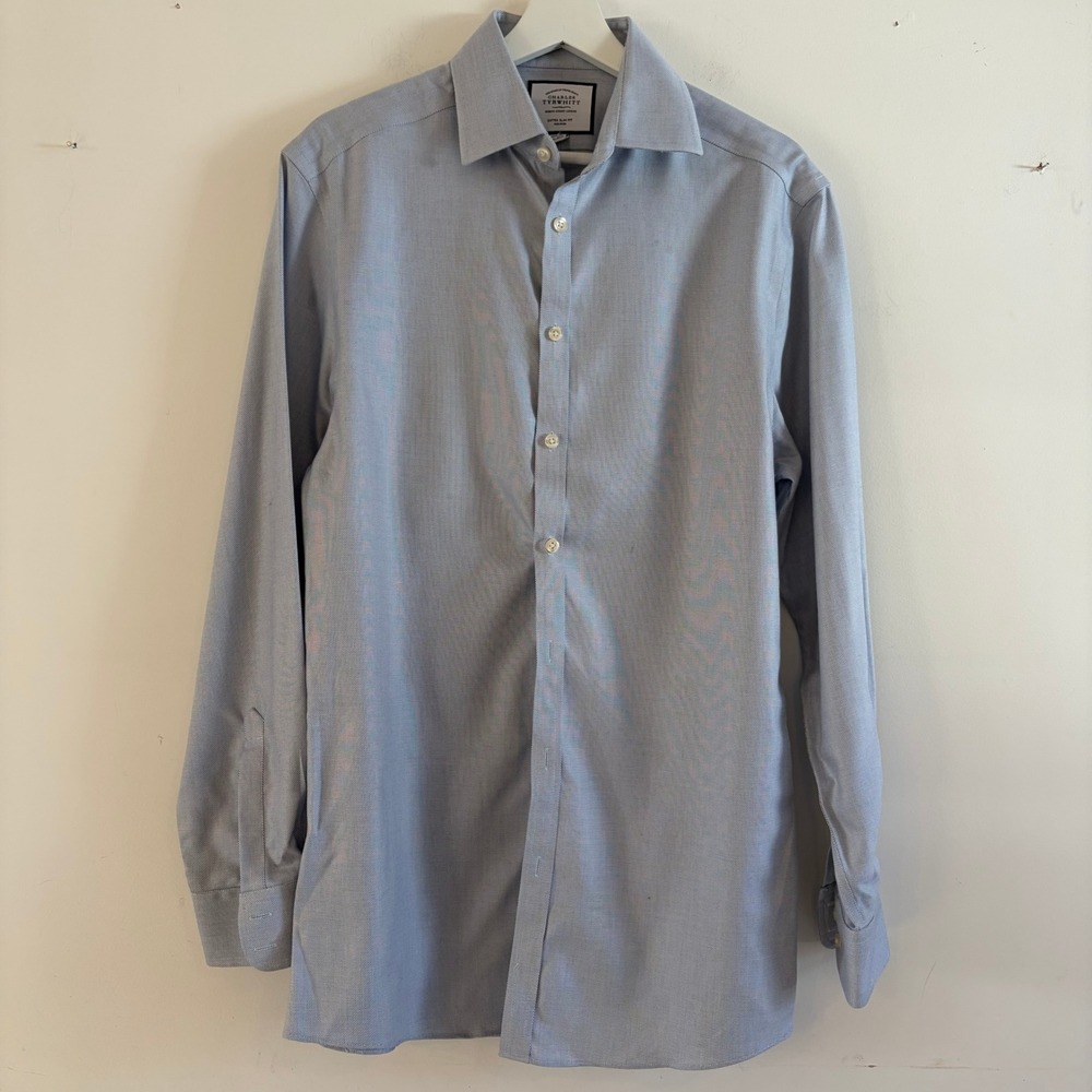 Charles Tyrwhitt Extra Slim Fit Non-Iron Dress Shirt Light Blue 15.5 35 39 89cm